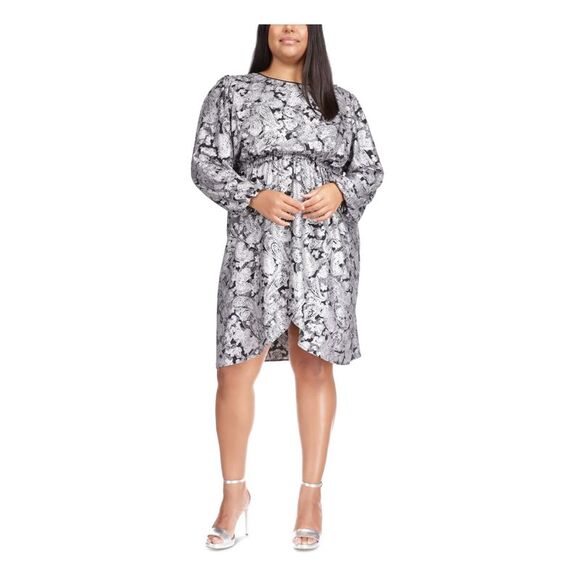 MICHAEL MICHAEL KORS Dresses & Skirts - MICHAEL MICHAEL KORS Womens Black Back Elastic Waist Pouf Sleeve Dress Plus 4X